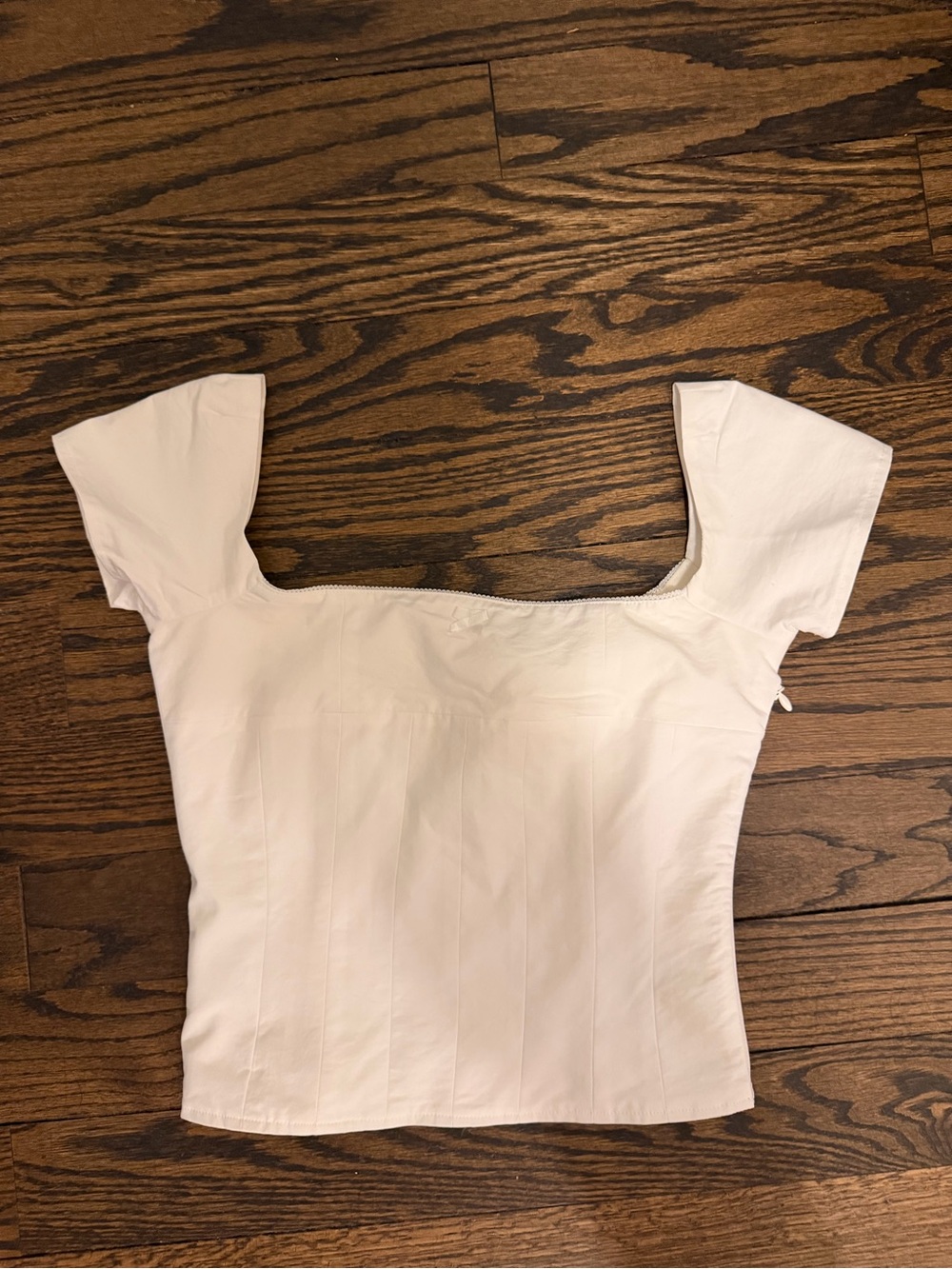 Dairy boy Square-Neck White Short Sleeve Corset Top